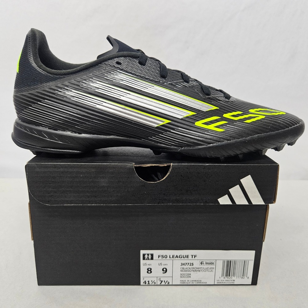 Adidas F50 League TF Soccer Cleats JH7725 Black Lucid Lemon Mens Size 8